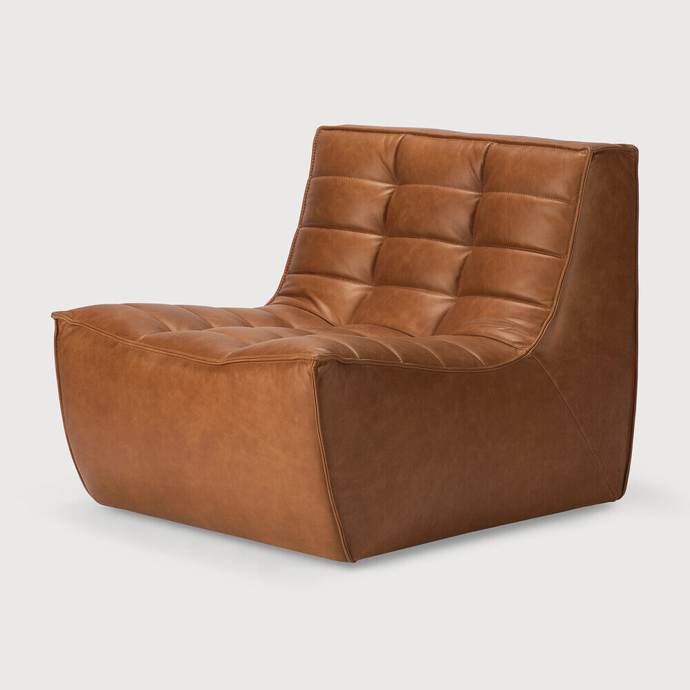 Ethnicraft Modulaire Bank 'N701' Leder, 1-zits, kleur Old Saddle
