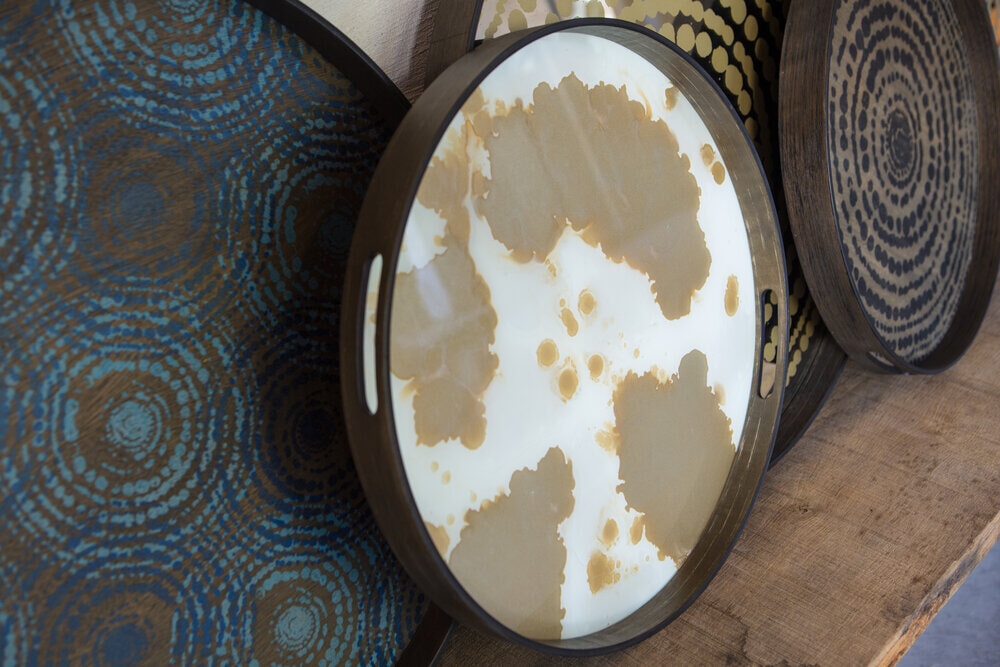 Ethnicraft Rond Dienblad 'Mystic Gold' 48cm, kleur Mist Gold