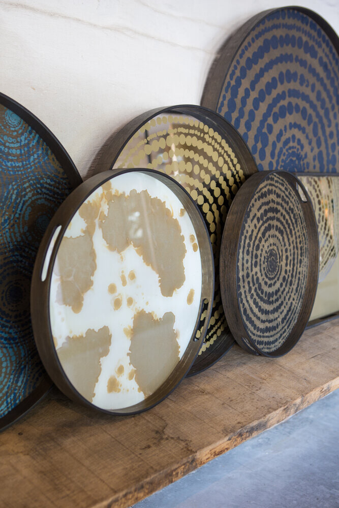 Ethnicraft Rond Dienblad 'Mystic Gold' 48cm, kleur Mist Gold