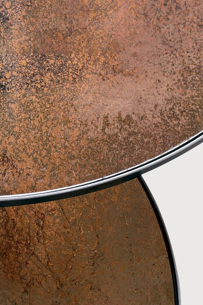 Ethnicraft Ronde Salontafel 'Nesting' Spiegelglas, Set van 2 stuks, kleur Brons