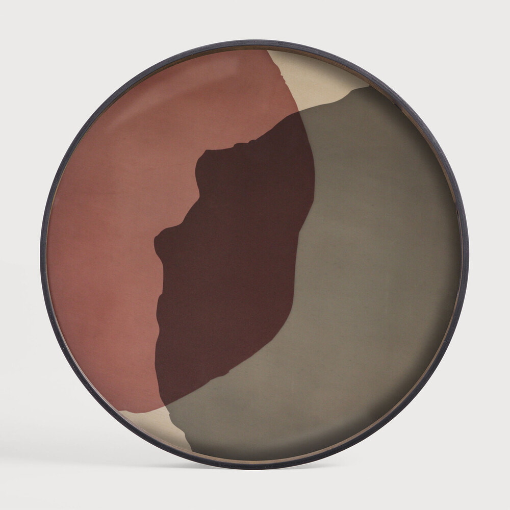 Ethnicraft Rond Dienblad 'Combined Dots' 92cm, kleur Pinot