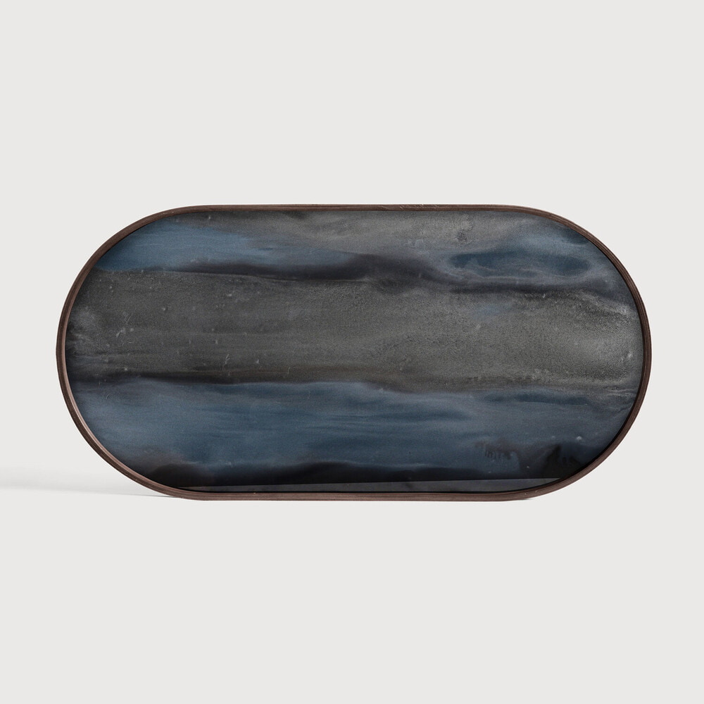Ethnicraft Ovaal Dienblad 'Linear Flow' 71 x 36cm, kleur Graphite