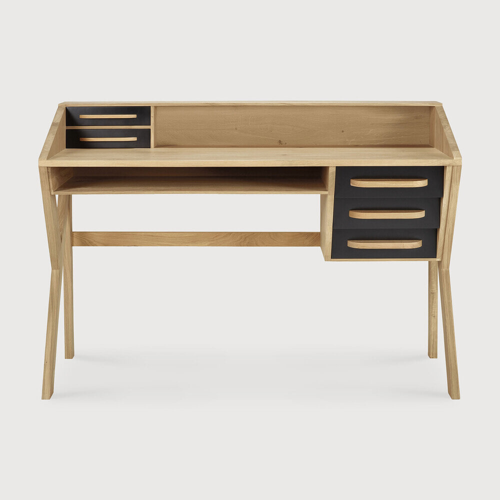 Ethnicraft Bureau 'Origami' Geolied Eikenhout, 135 x 55cm, kleur Naturel/Zwart