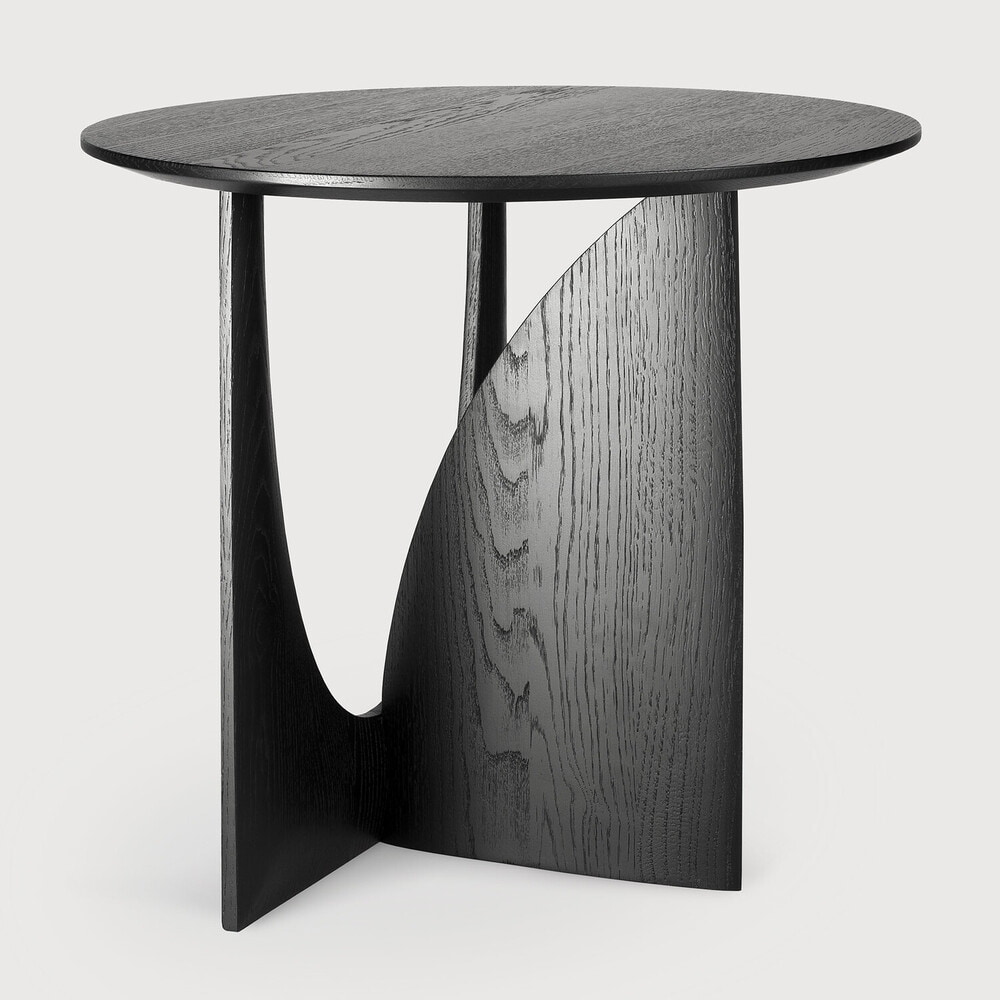 Ethnicraft Ronde Bijzettafel 'Geometric' Gevernist Eikenhout, 51cm, kleur Zwart