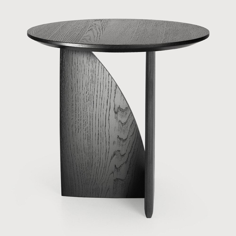 Ethnicraft Ronde Bijzettafel 'Geometric' Gevernist Eikenhout, 51cm, kleur Zwart