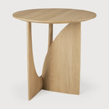 Ethnicraft Ronde Bijzettafel 'Geometric' Gevernist Eikenhout, 51cm, kleur Naturel