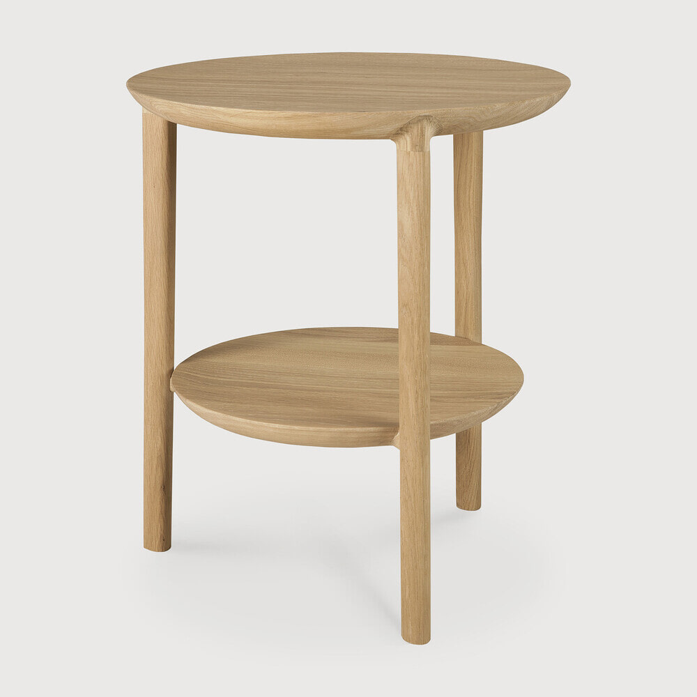 Ethnicraft Ronde Bijzettafel 'Bok' Geolied Eikenhout, 43cm, kleur Naturel
