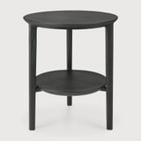 Ethnicraft Ronde Bijzettafel 'Bok' Gevernist Eikenhout, 43cm, kleur Zwart