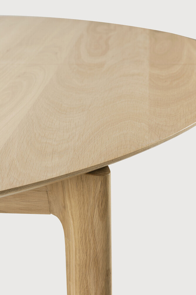 Ethnicraft Uitschuifbare Ronde Eettafel 'Bok' Geolied Eikenhout, 129/179 x 129cm, kleur Naturel