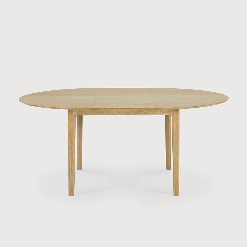 Ethnicraft Uitschuifbare Ronde Eettafel 'Bok' Geolied Eikenhout, 129/179 x 129cm, kleur Naturel