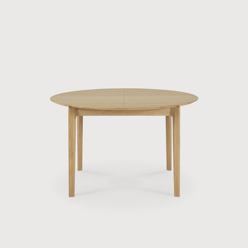 Ethnicraft Uitschuifbare Ronde Eettafel 'Bok' Geolied Eikenhout, 129/179 x 129cm, kleur Naturel