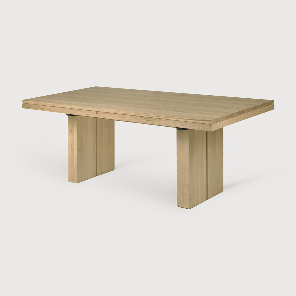 Ethnicraft Uitschuifbare Eettafel 'Double' Geolied Eikenhout, 200/300 x 100cm, kleur Naturel