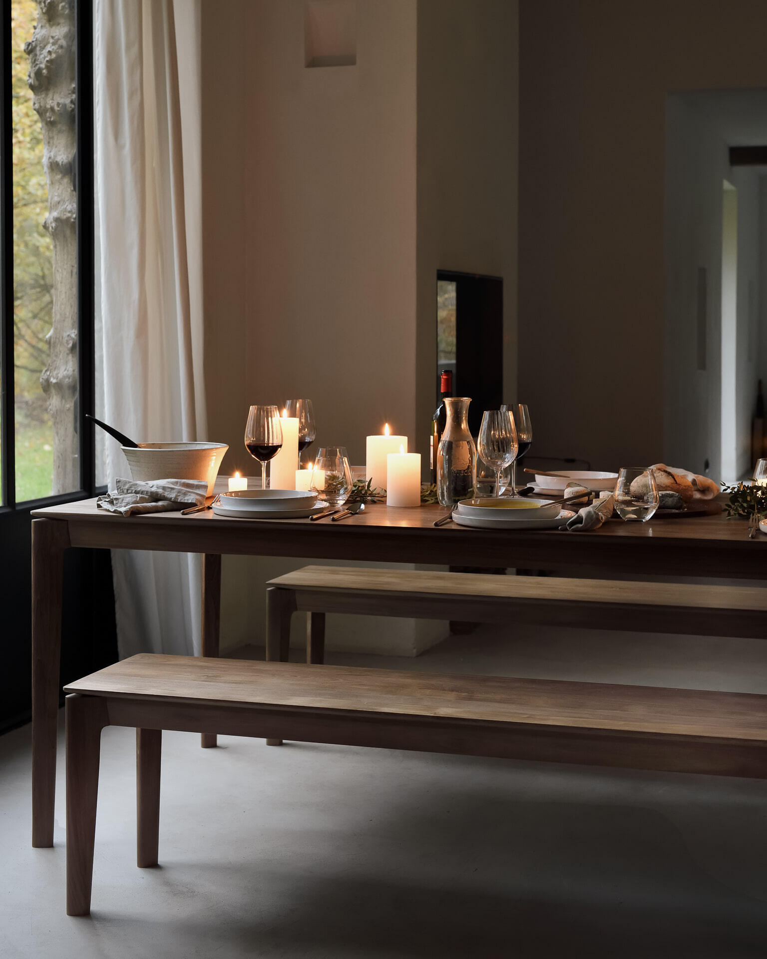Ethnicraft Eetkamerbank 'Bok' Teakhout, 126cm, kleur Bruin