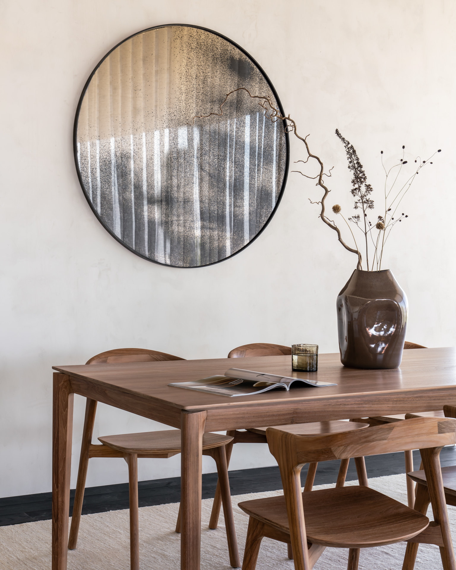 Ethnicraft Ronde Spiegel 'Aged' 121cm, kleur Brons