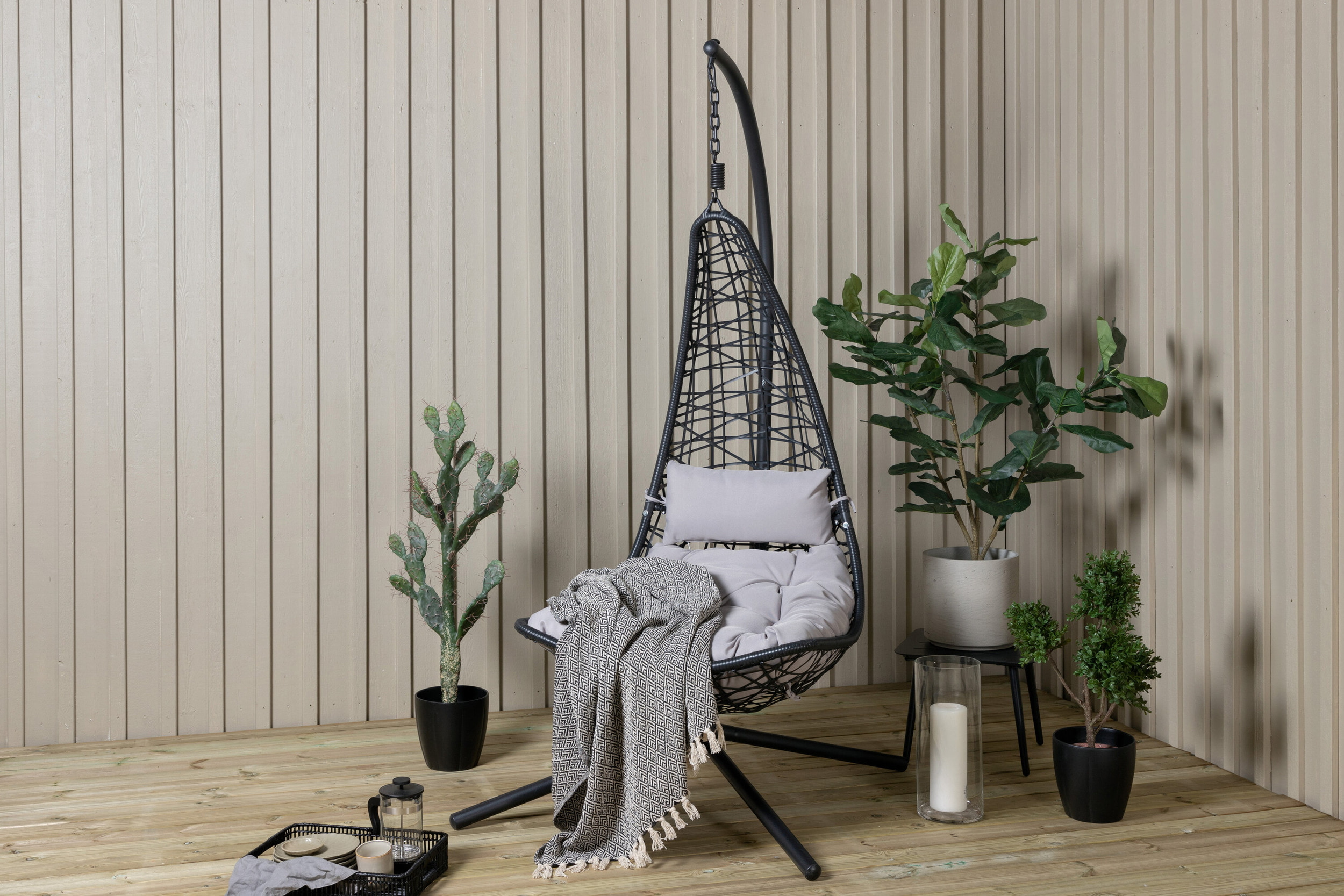 Nohr Hangstoel 'Natausha' Wicker, kleur Zwart