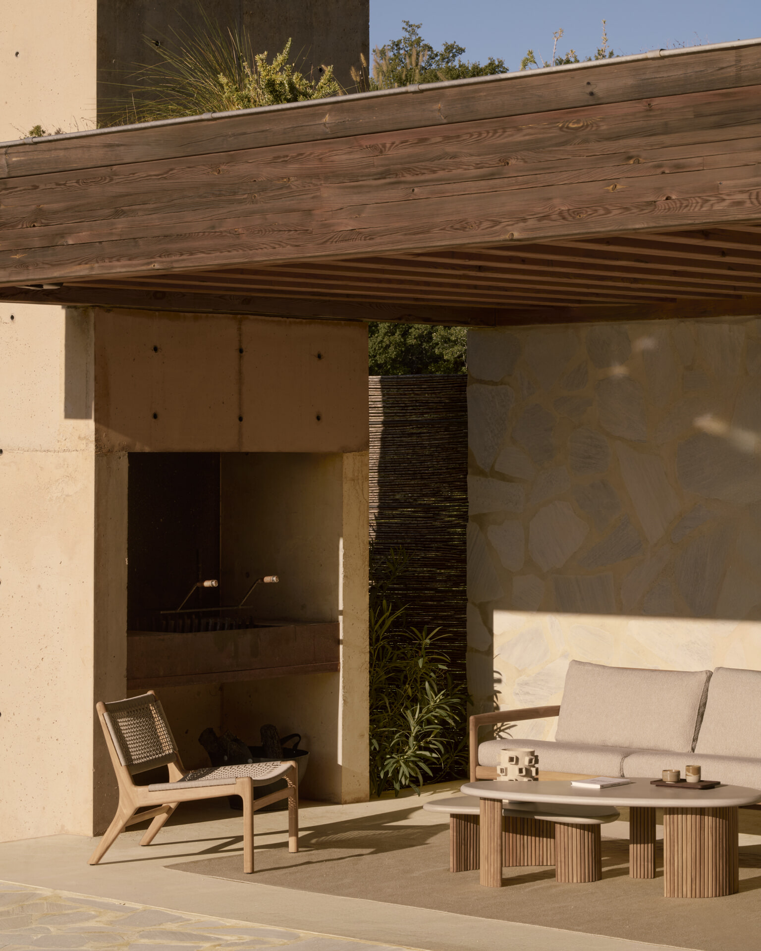 Ethnicraft Outdoor Loungestoel 'Jack' Teak en geweven stof