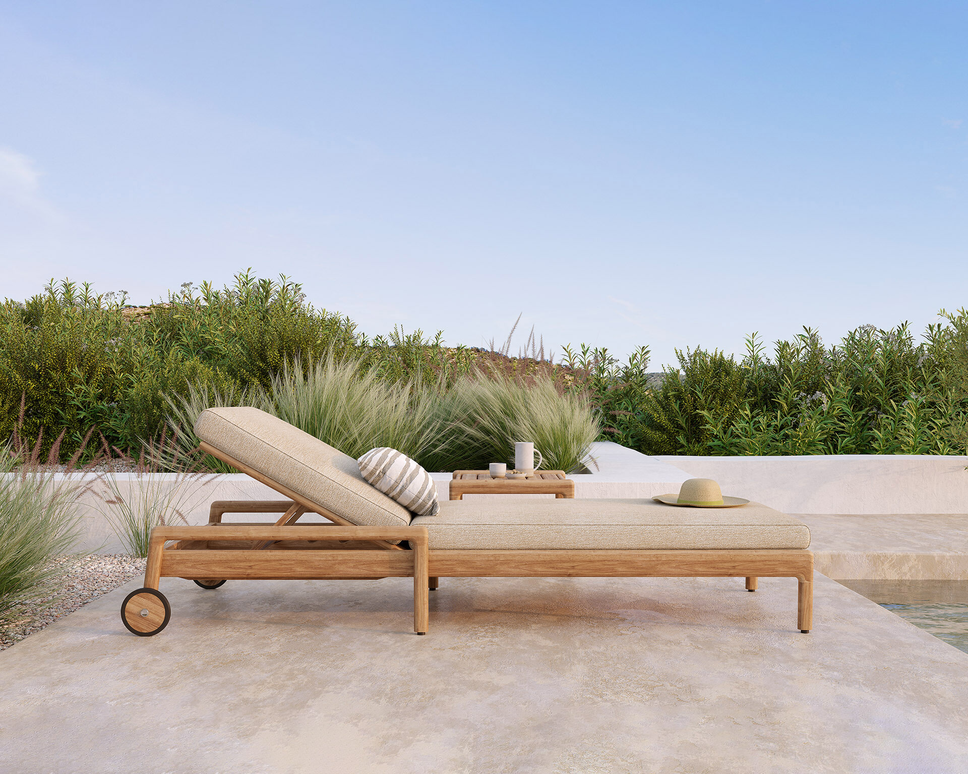 Ethnicraft Verstelbaar Ligbed 'Jack' Teakhout, kleur Naturel