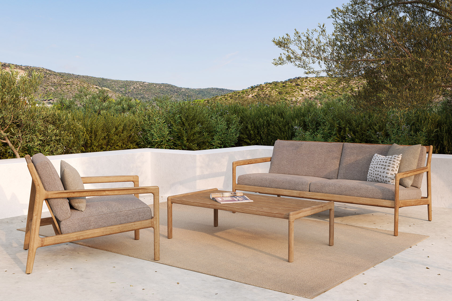 Ethnicraft Outdoor Vloerkleed 'Nomad' PET, 170 x 240cm, kleur Oat