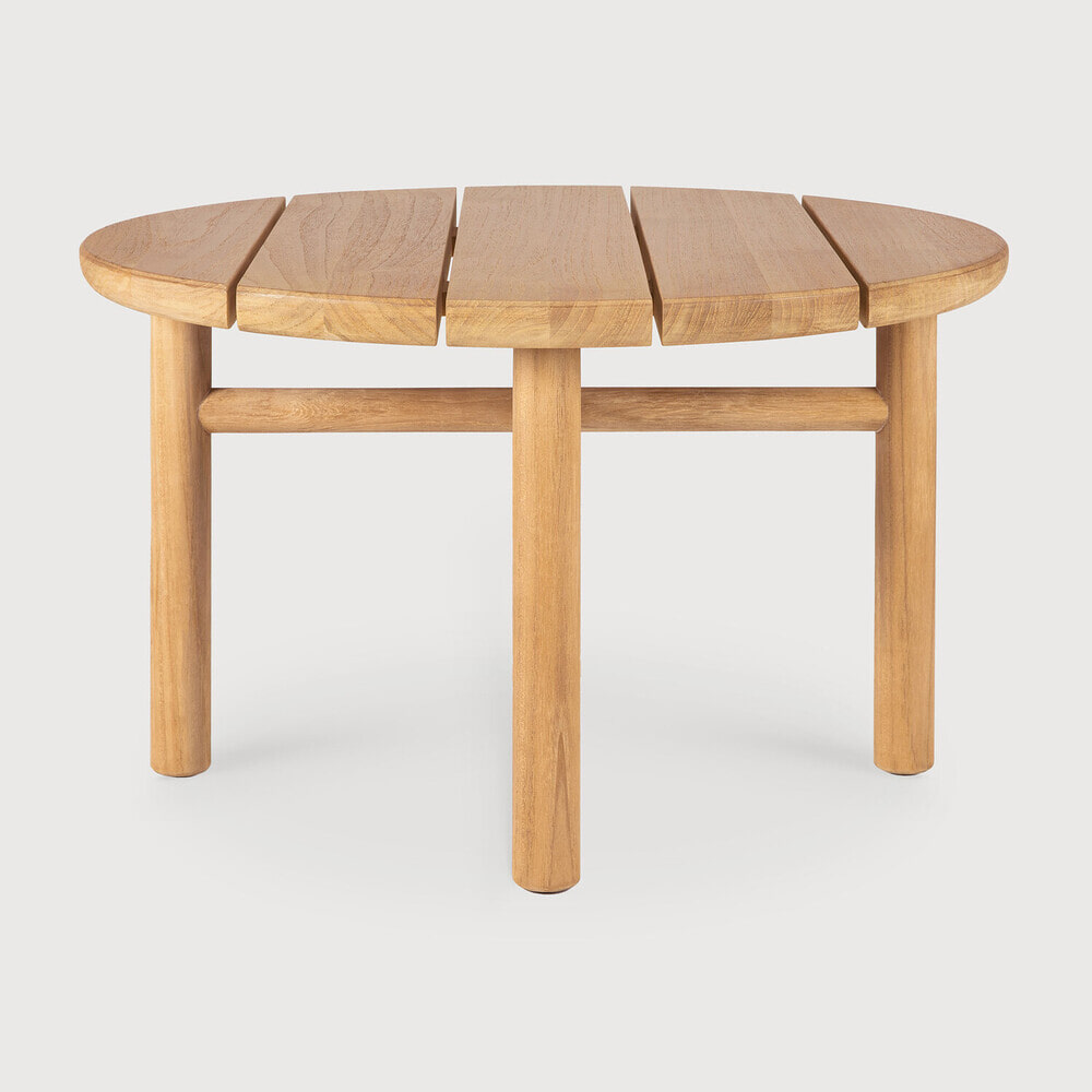 Ethnicraft Ronde Outdoor Bijzettafel 'Quatro' Teakhout, 59cm, kleur Naturel