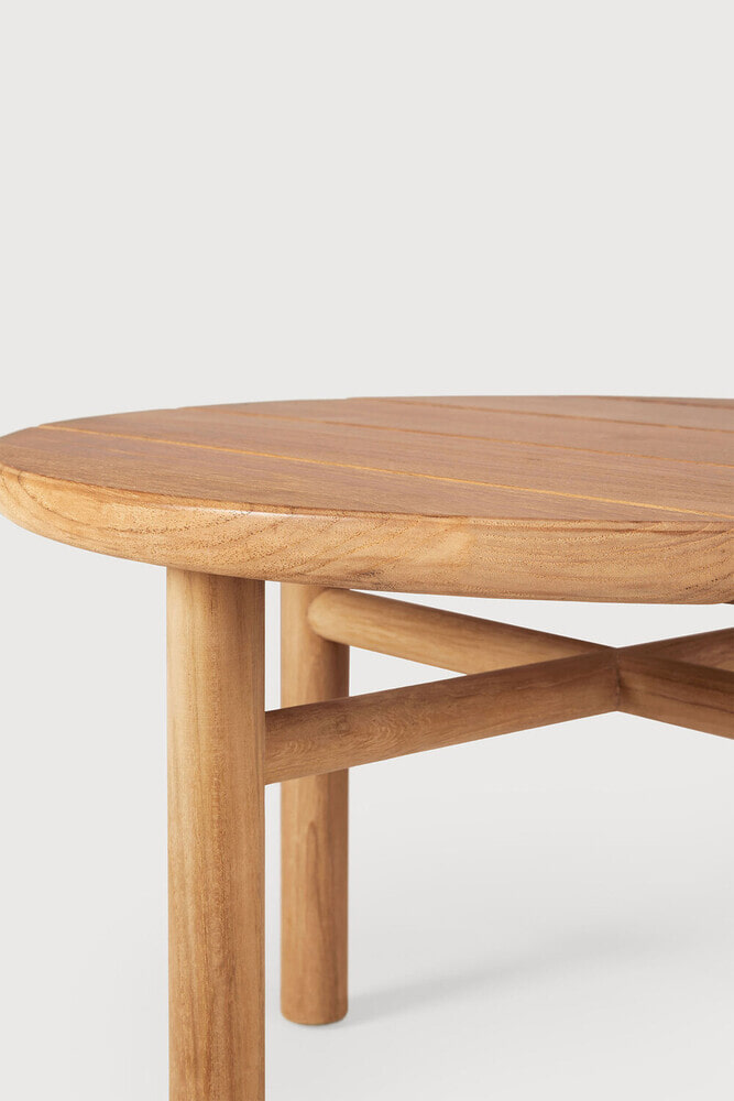 Ethnicraft Ronde Outdoor Bijzettafel 'Quatro' Teakhout, 59cm, kleur Naturel