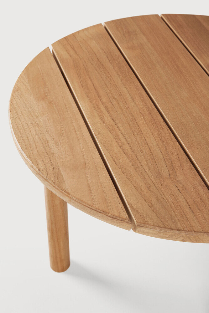 Ethnicraft Ronde Outdoor Bijzettafel 'Quatro' Teakhout, 59cm, kleur Naturel