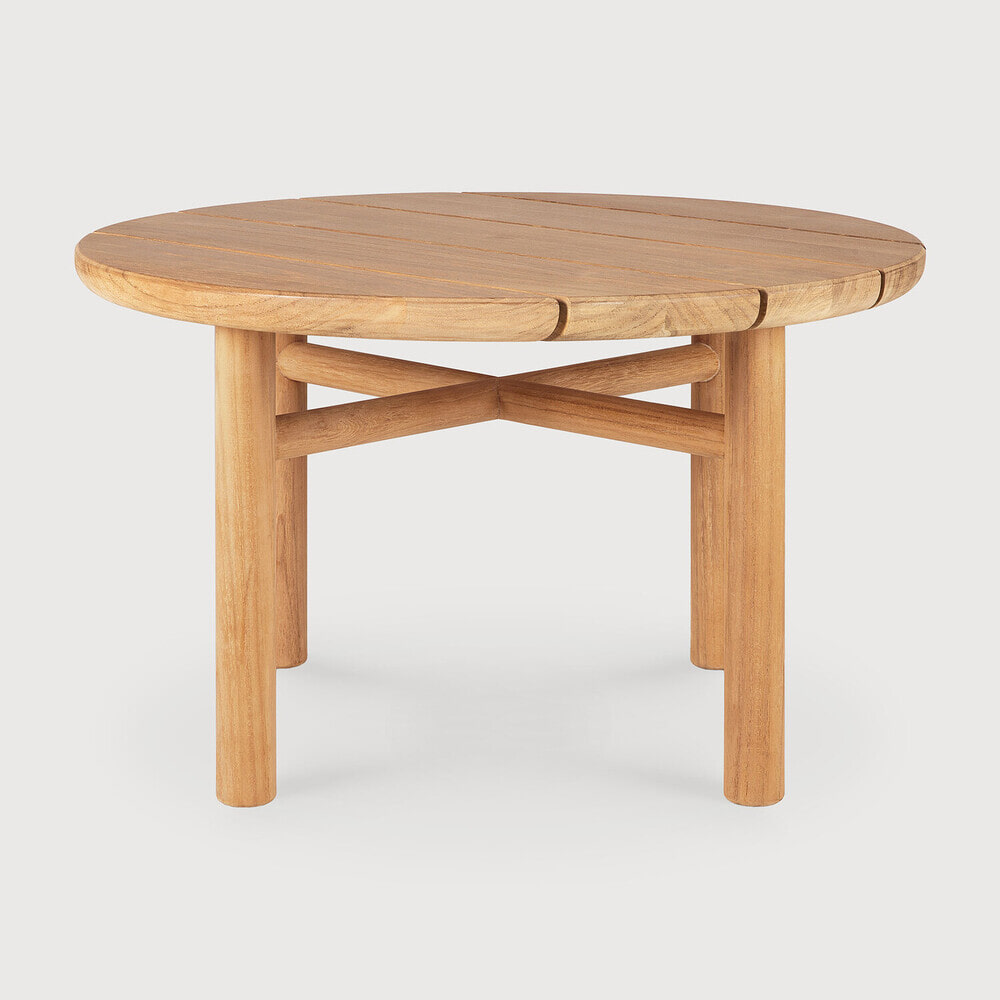 Ethnicraft Ronde Outdoor Bijzettafel 'Quatro' Teakhout, 59cm, kleur Naturel