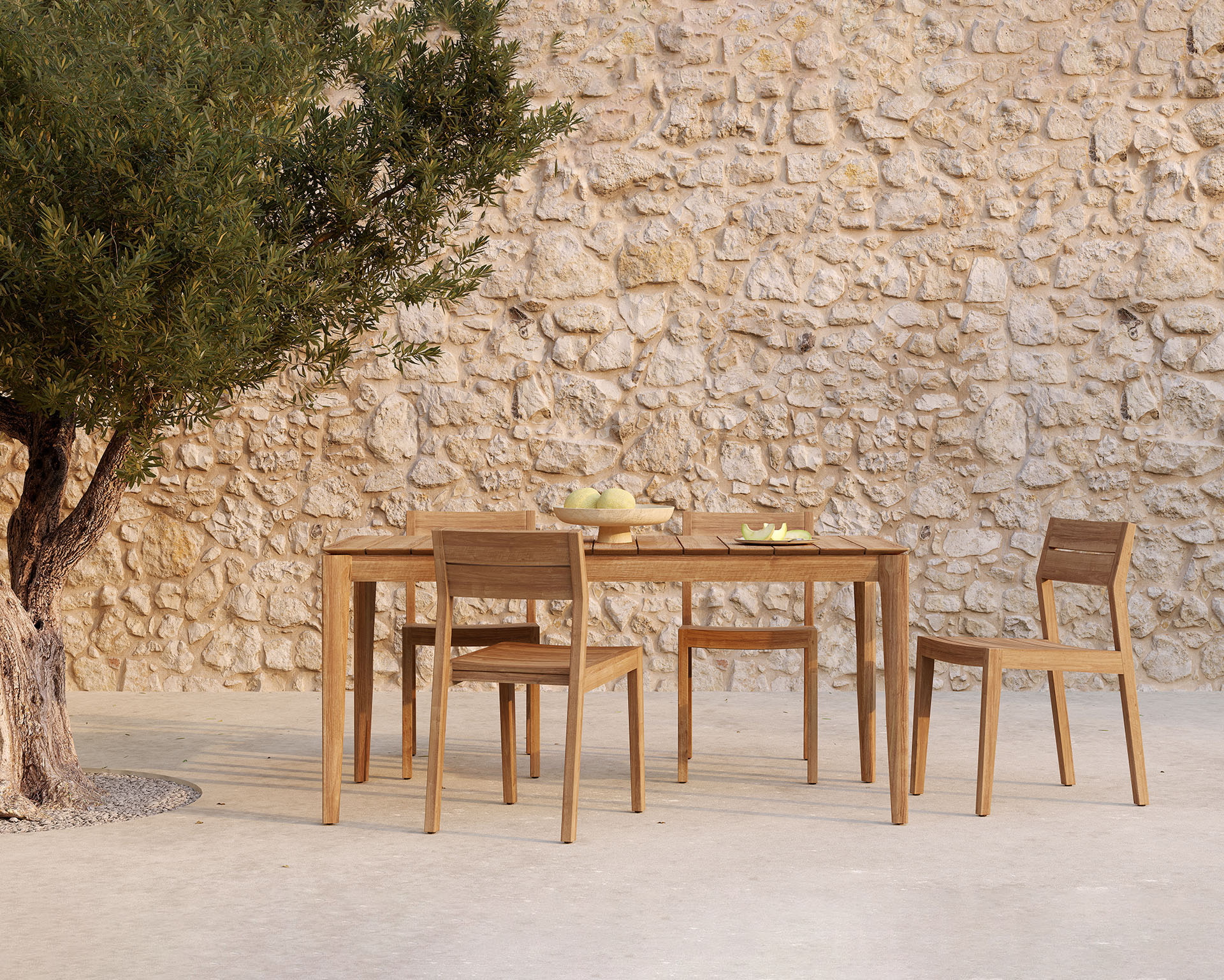 Ethnicraft Tuintafel 'Bok' Teakhout, 162 x 80cm, kleur Naturel