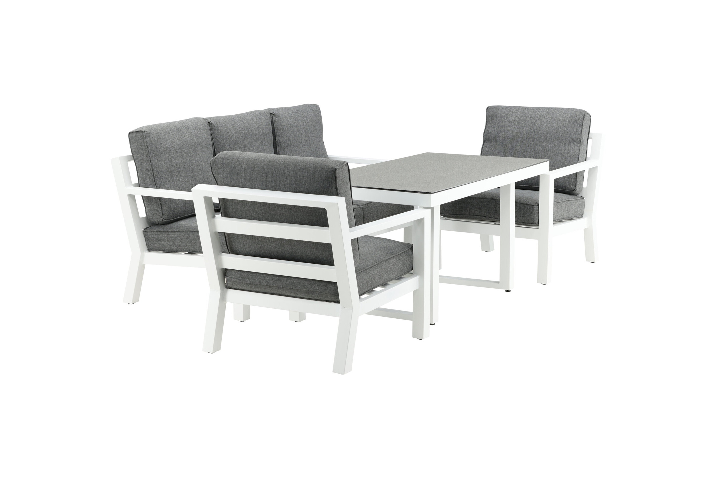 Nohr Loungeset 'Searra' Met bank, tafel en 2 stoelen, kleur Wit/Grijs