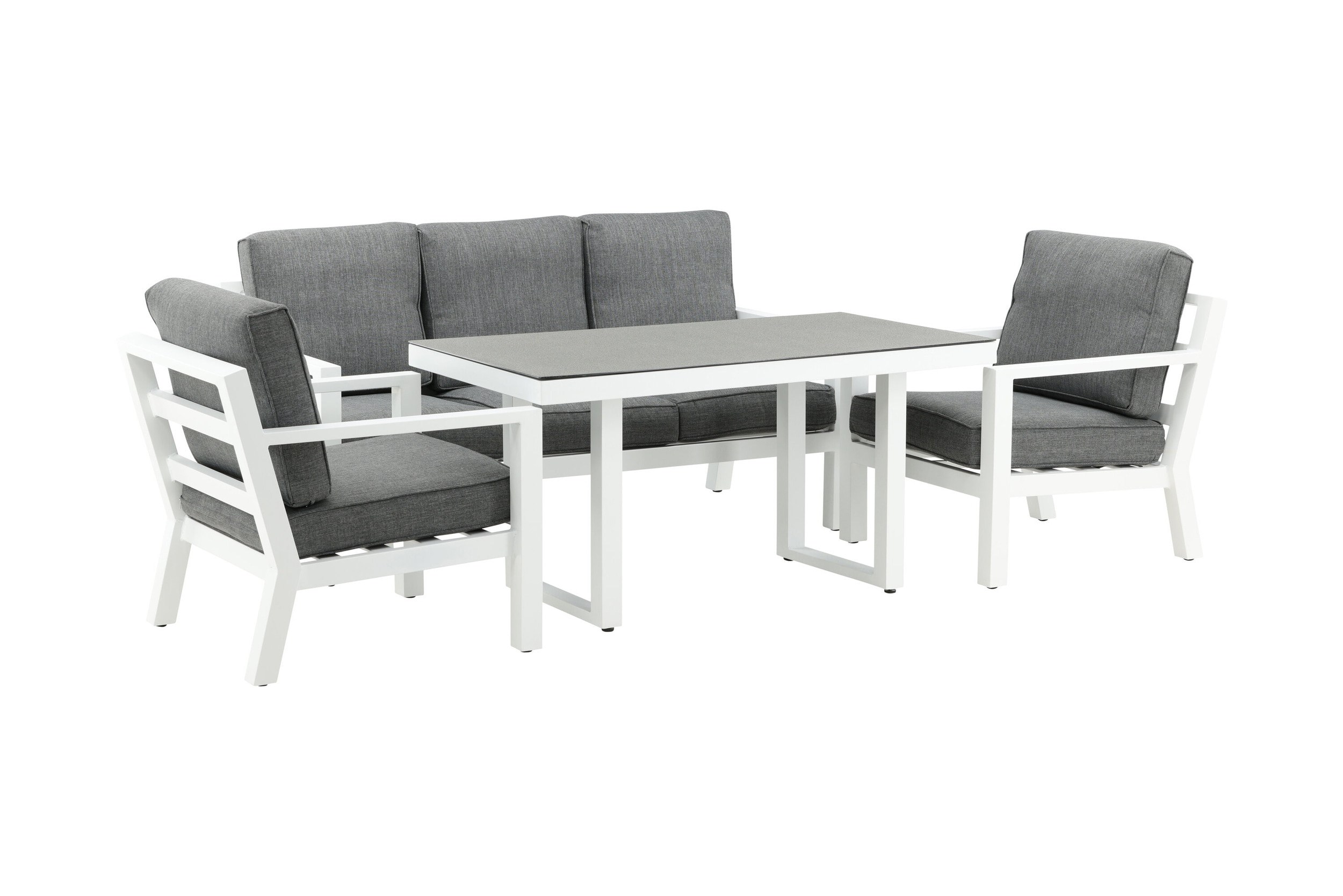Nohr Loungeset 'Searra' Met bank, tafel en 2 stoelen, kleur Wit/Grijs