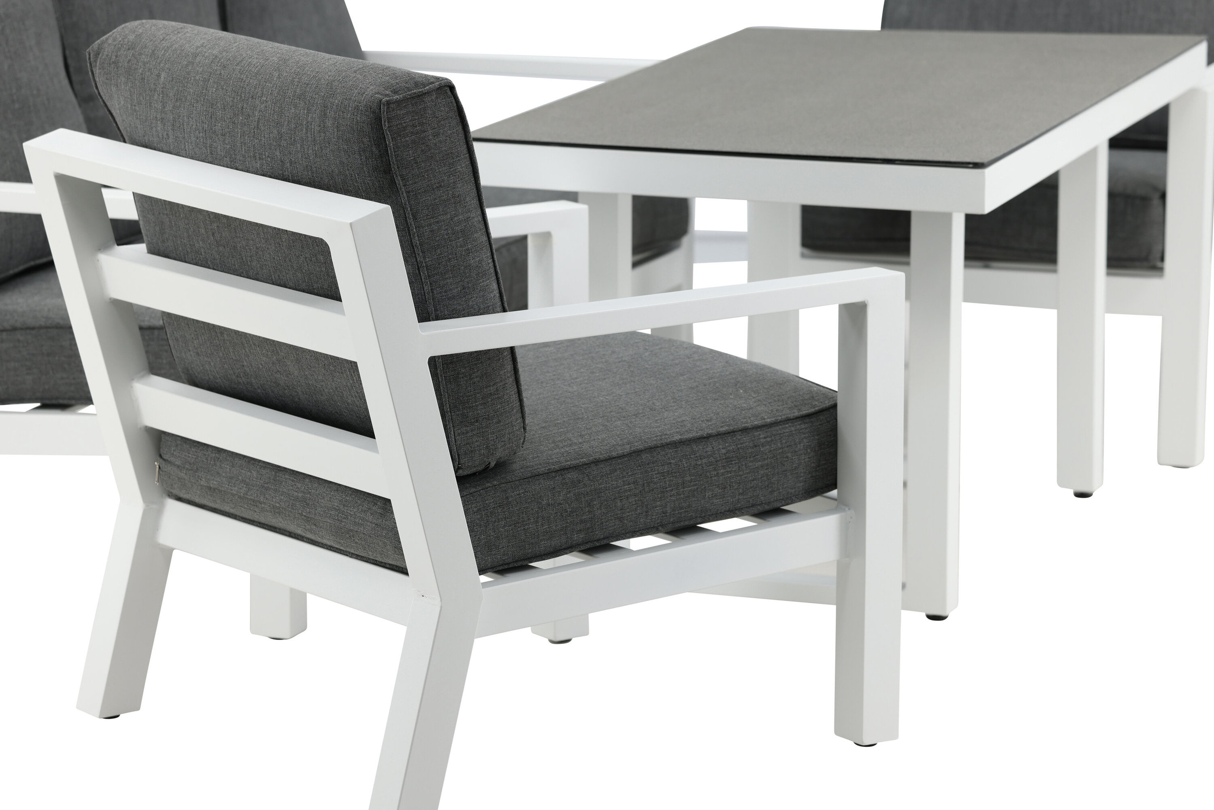 Nohr Loungeset 'Searra' Met bank, tafel en 2 stoelen, kleur Wit/Grijs