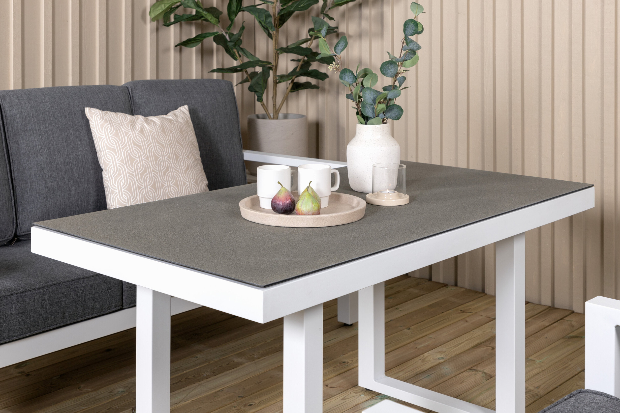 Nohr Loungeset 'Searra' Met bank, tafel en 2 stoelen, kleur Wit/Grijs