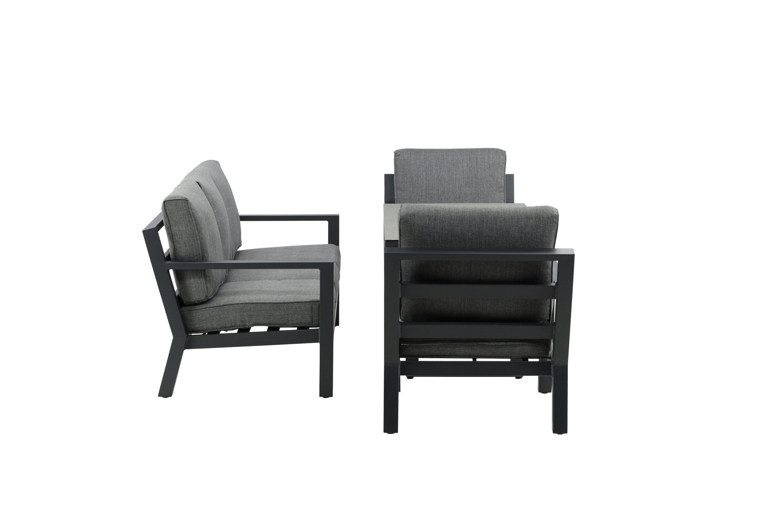 Nohr Loungeset 'Searra' Met bank, tafel en 2 stoelen, kleur Zwart/Grijs