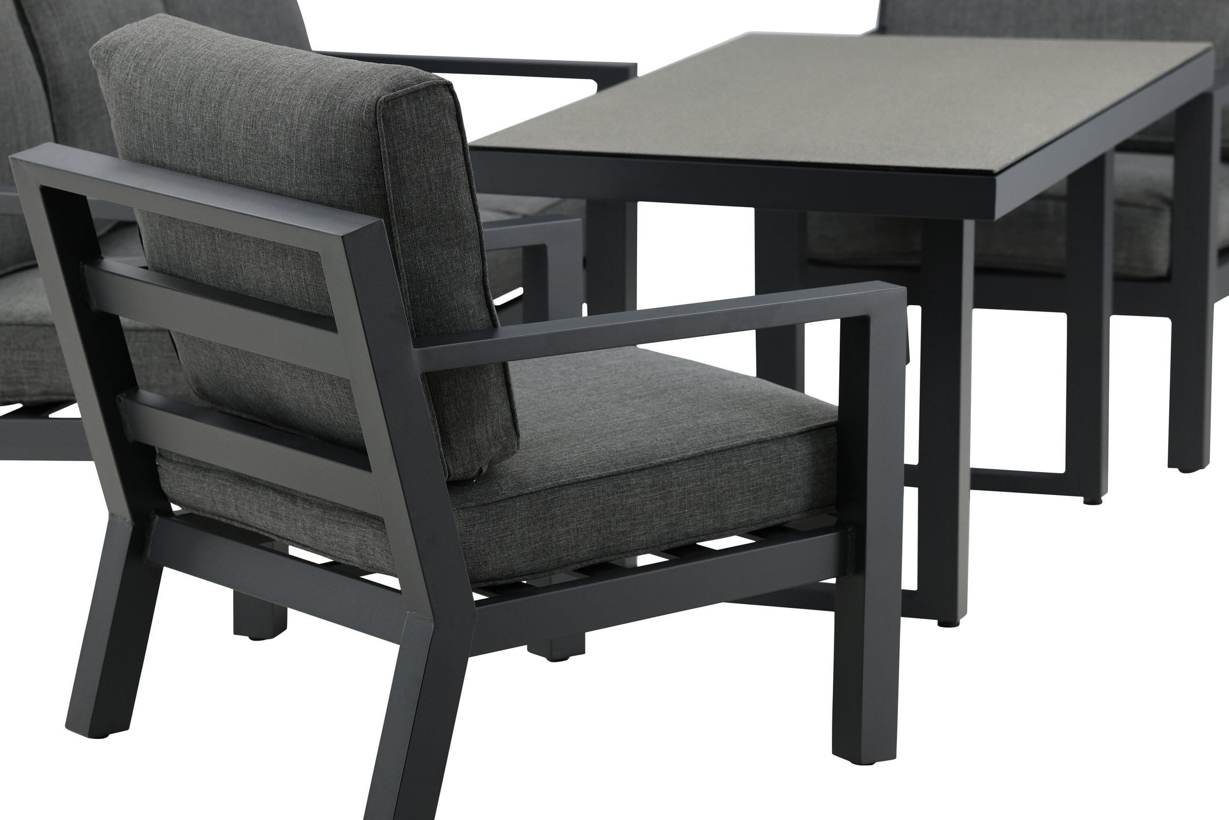 Nohr Loungeset 'Searra' Met bank, tafel en 2 stoelen, kleur Zwart/Grijs