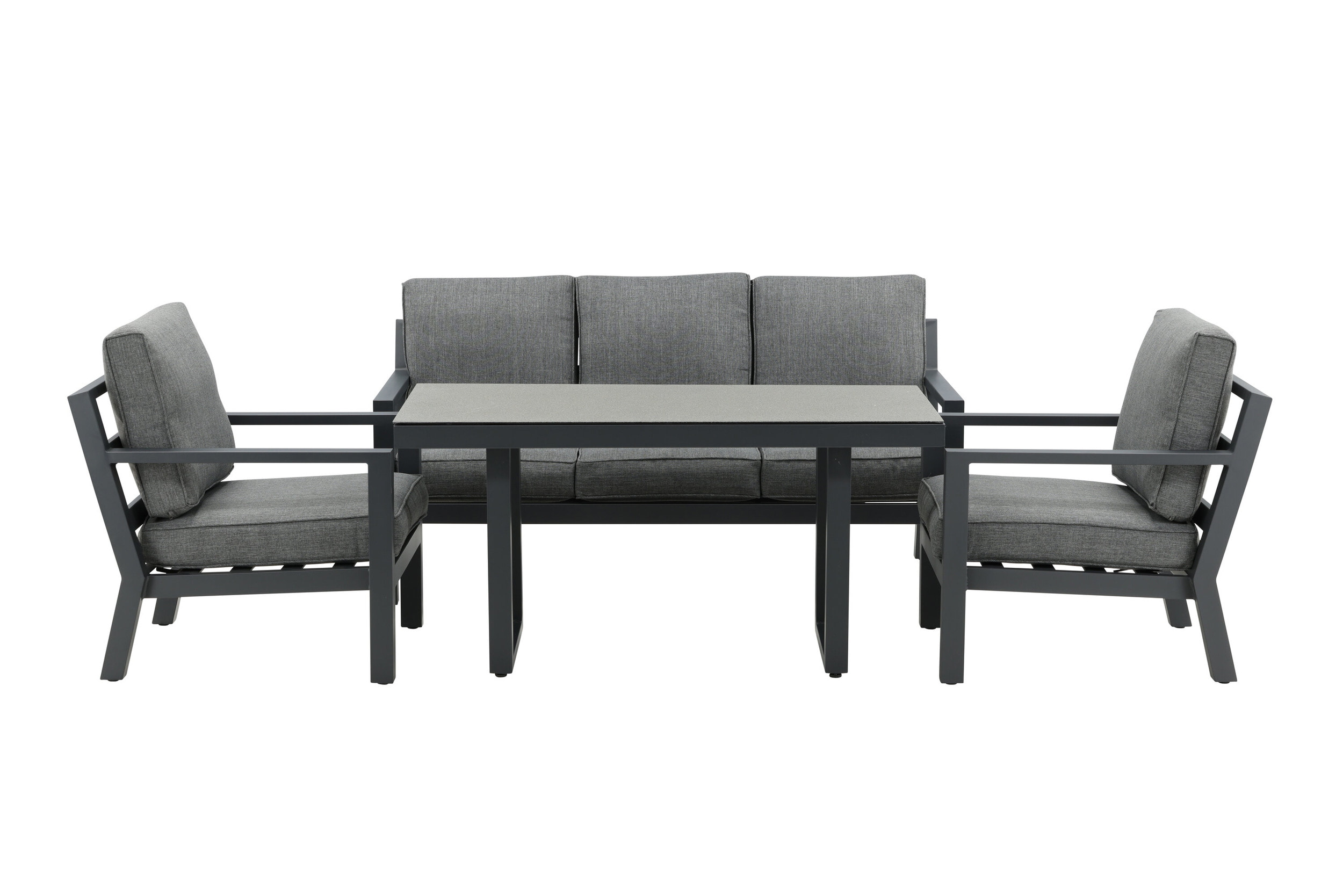 Nohr Loungeset 'Searra' Met bank, tafel en 2 stoelen, kleur Zwart/Grijs