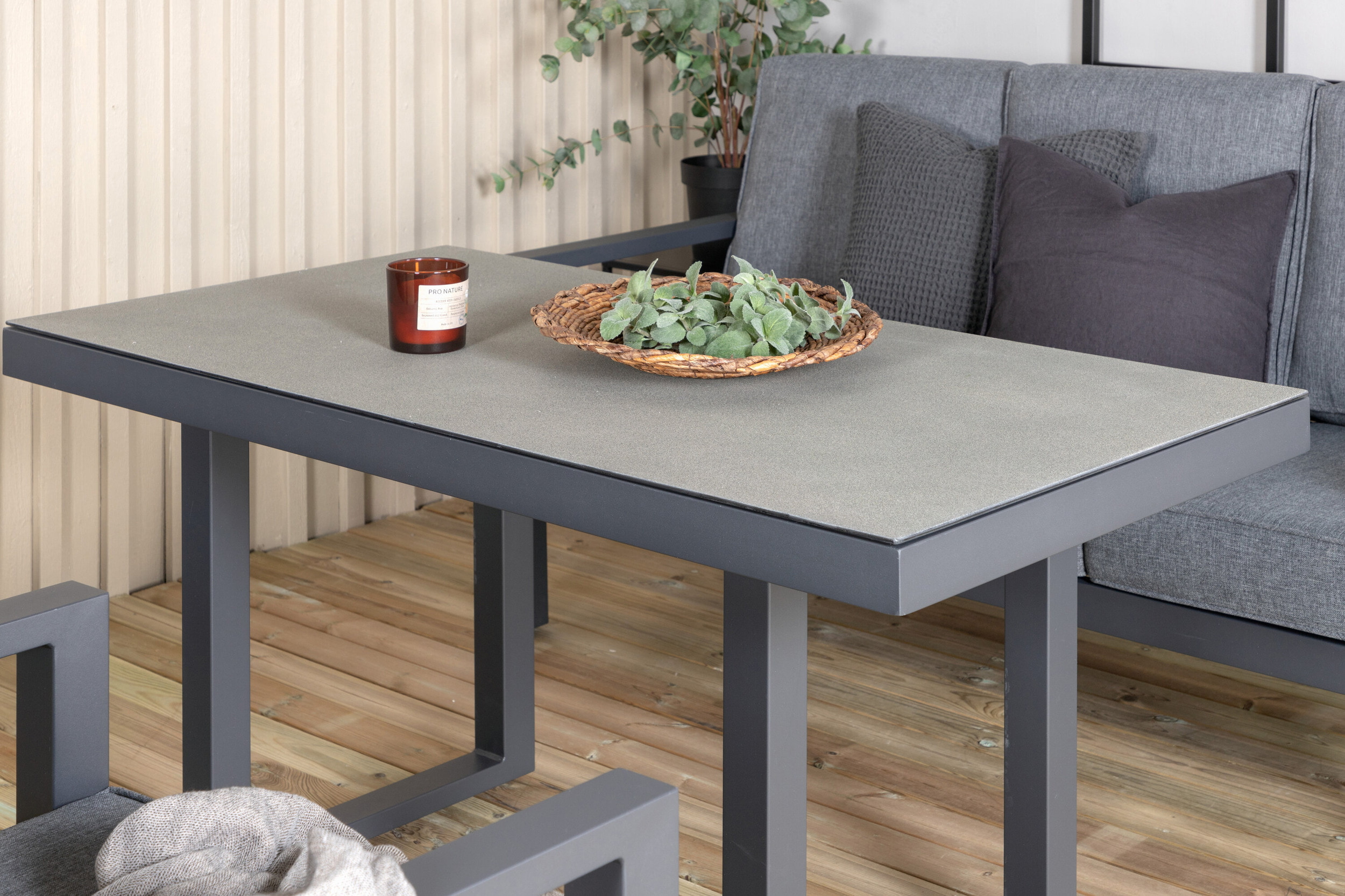 Nohr Loungeset 'Searra' Met bank, tafel en 2 stoelen, kleur Zwart/Grijs