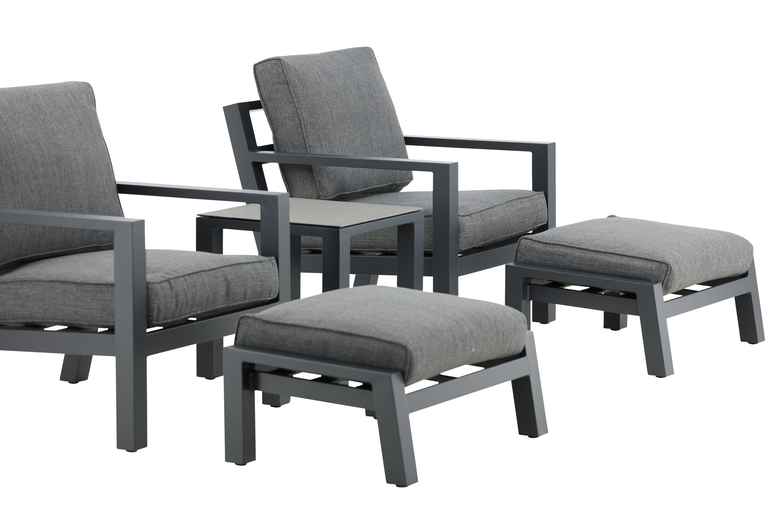 Nohr Loungeset 'Searra' Met 2 stoelen, voetenbank en tafel, kleur Zwart/Grijs
