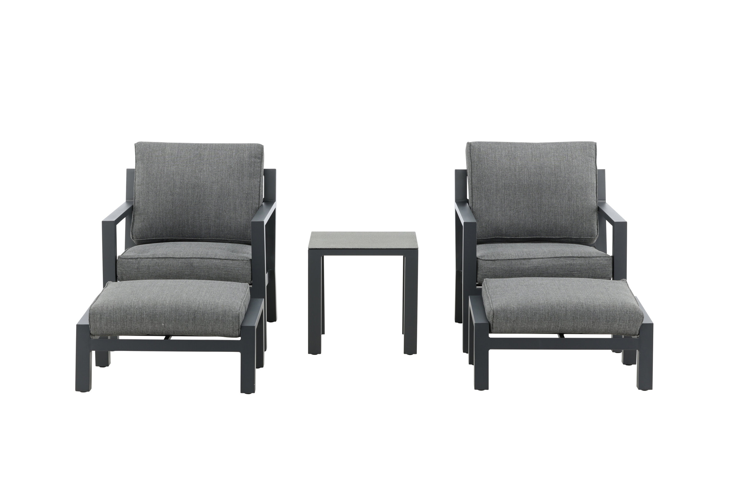 Nohr Loungeset 'Searra' Met 2 stoelen, voetenbank en tafel, kleur Zwart/Grijs