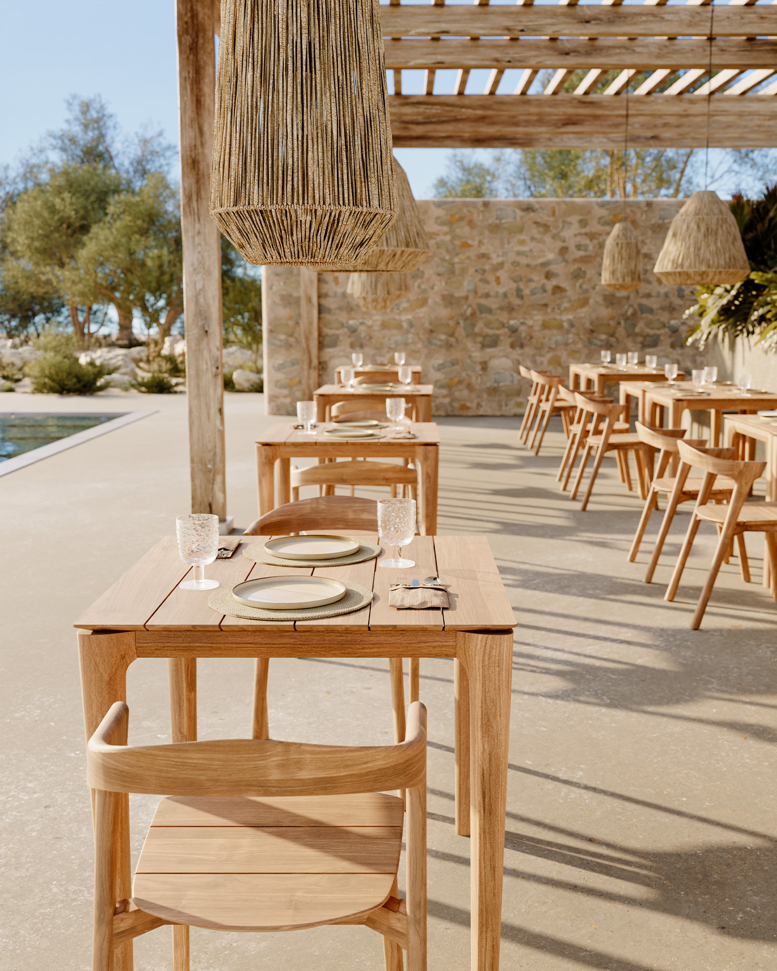 Ethnicraft Outdoor Bistrotafel 'Bok' Teakhout, 80 x 80cm, kleur Naturel