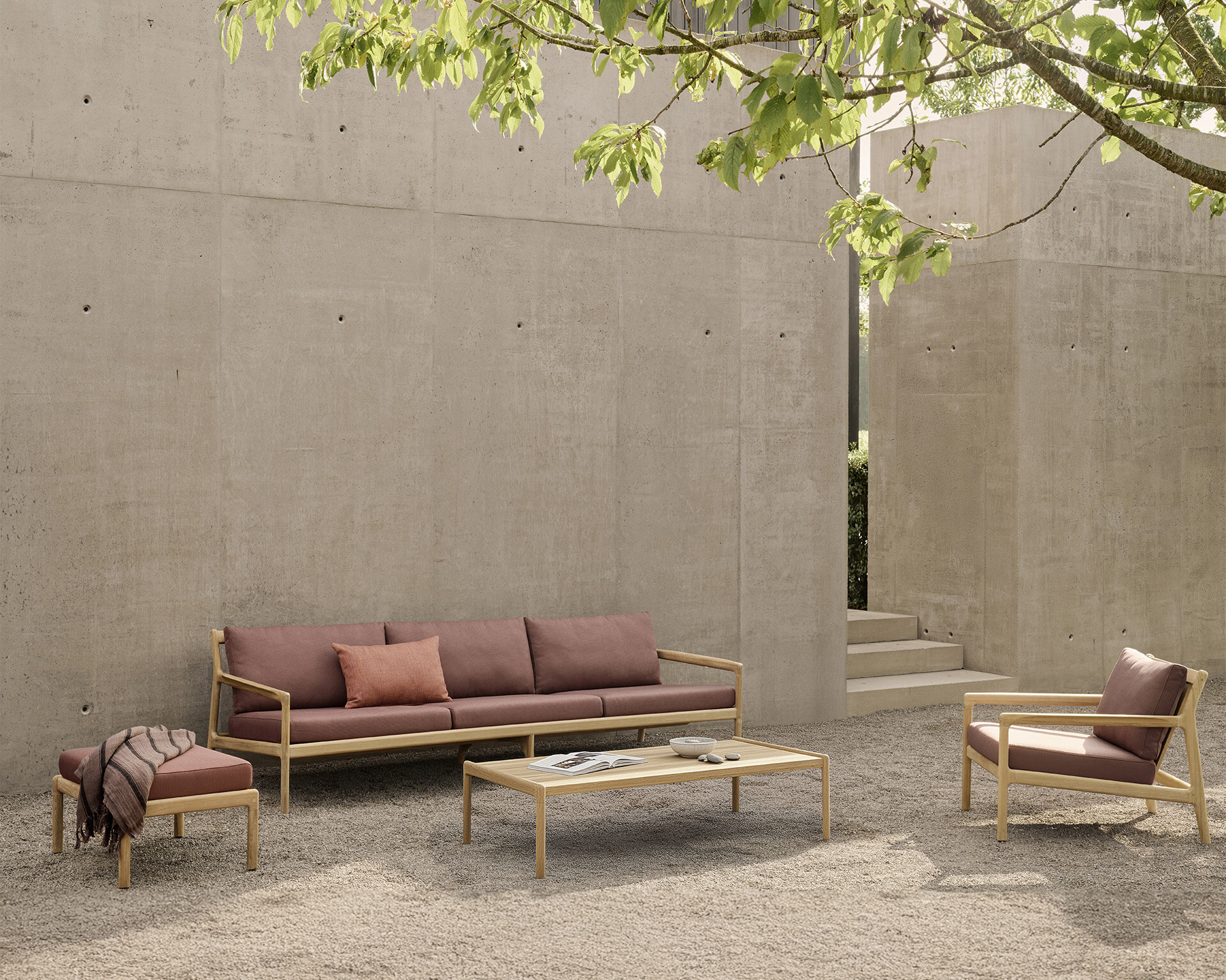 Ethnicraft Zitkussen 'Jack' t.b.v. Outdoor Hocker Jack, kleur Burgundy