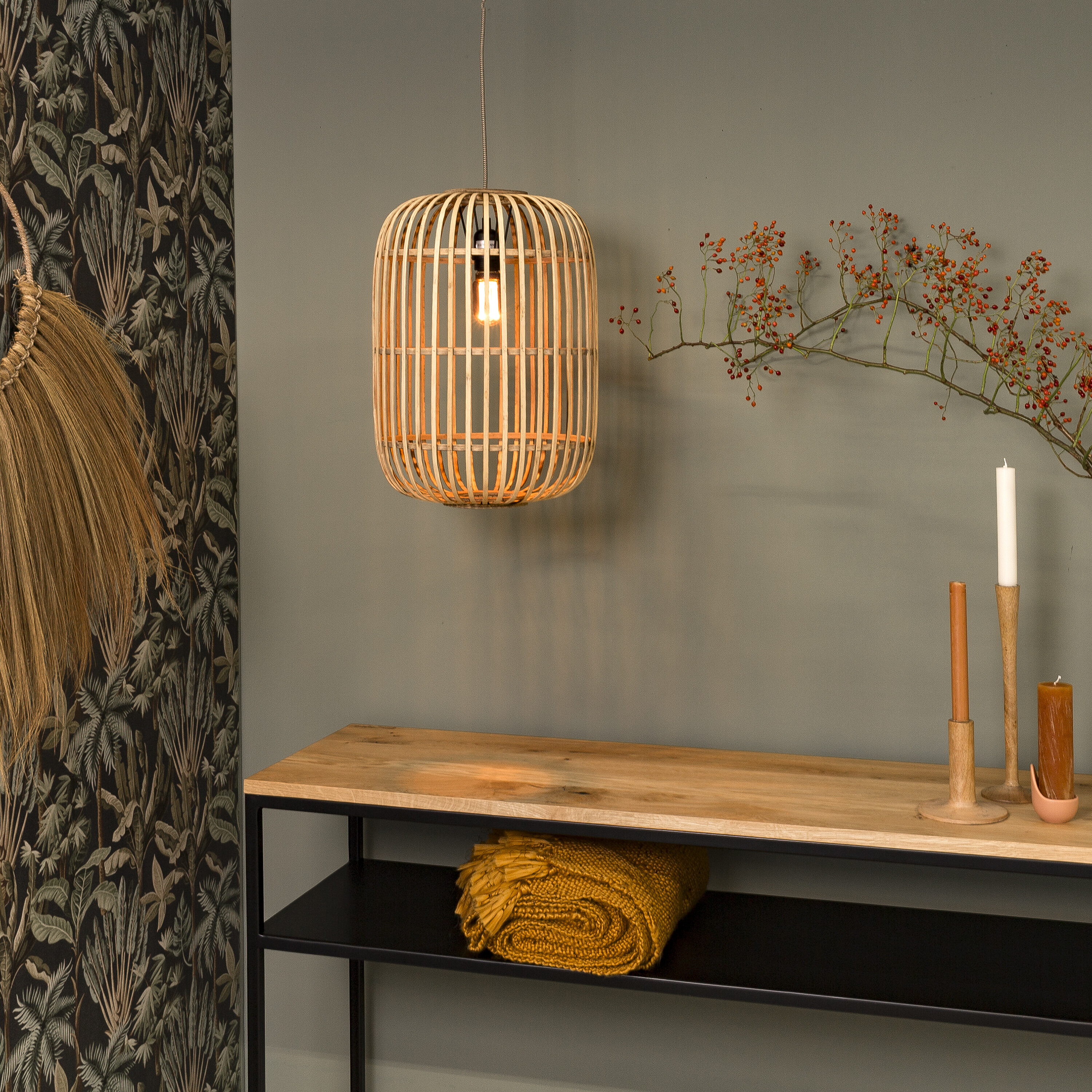 BASE Hanglamp 'Kes' Bamboe BASE Hanglamp 'Kes' Bamboe