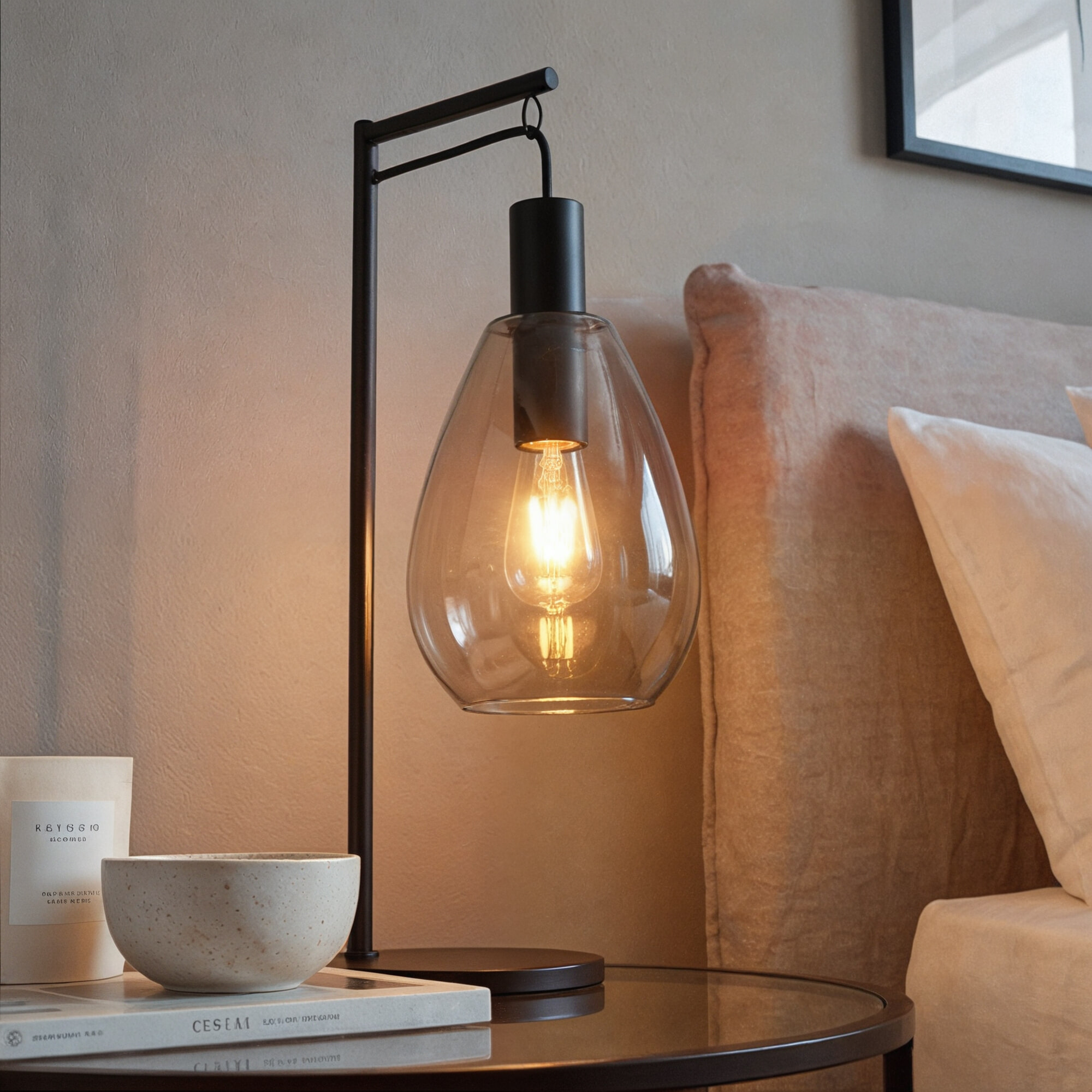 BASE Tafellamp Aislynn 1-lamps, Glas - Smoke