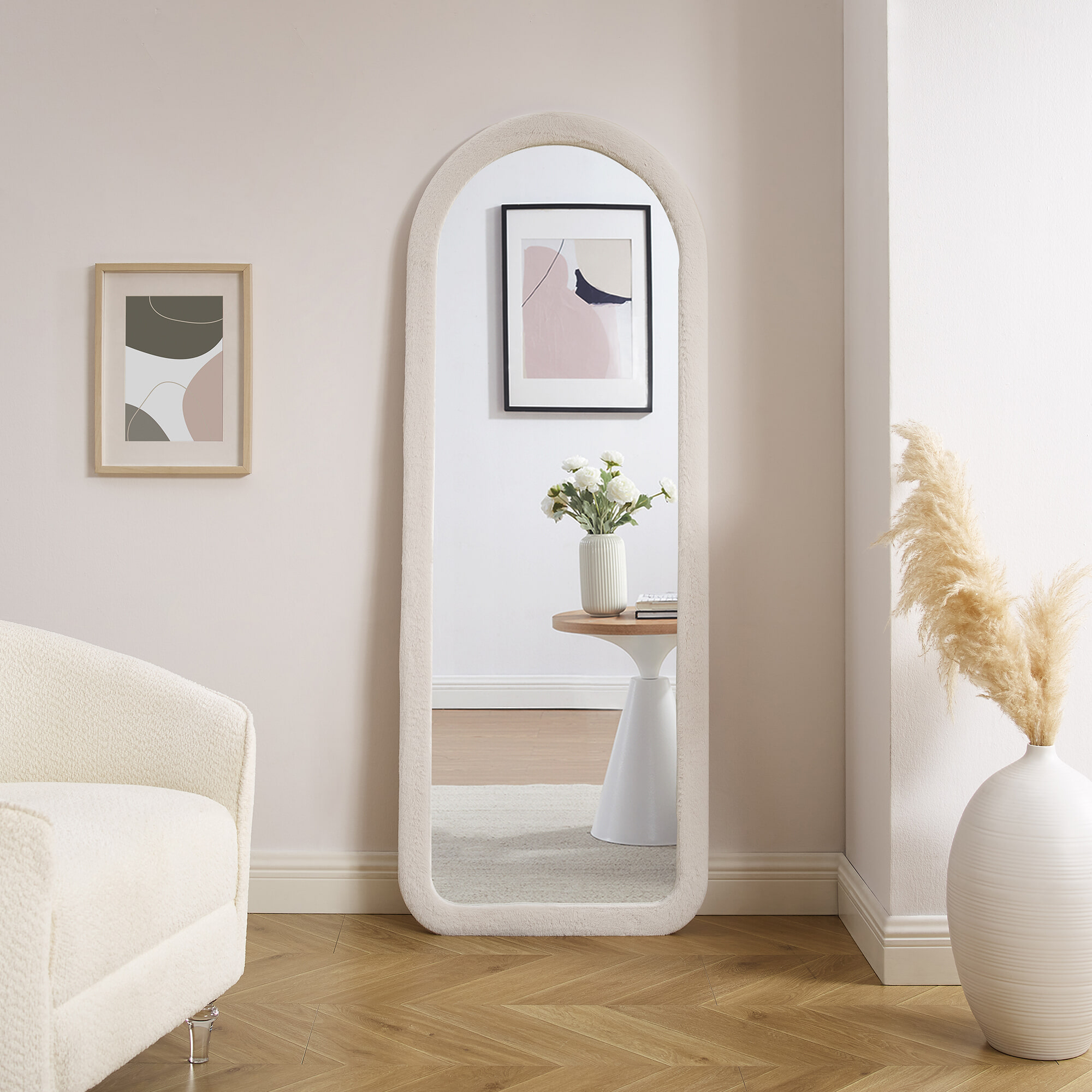 Artistiq Gebogen Spiegel 'Giorgio' Imitatiebont 160 x 60cm, kleur beige