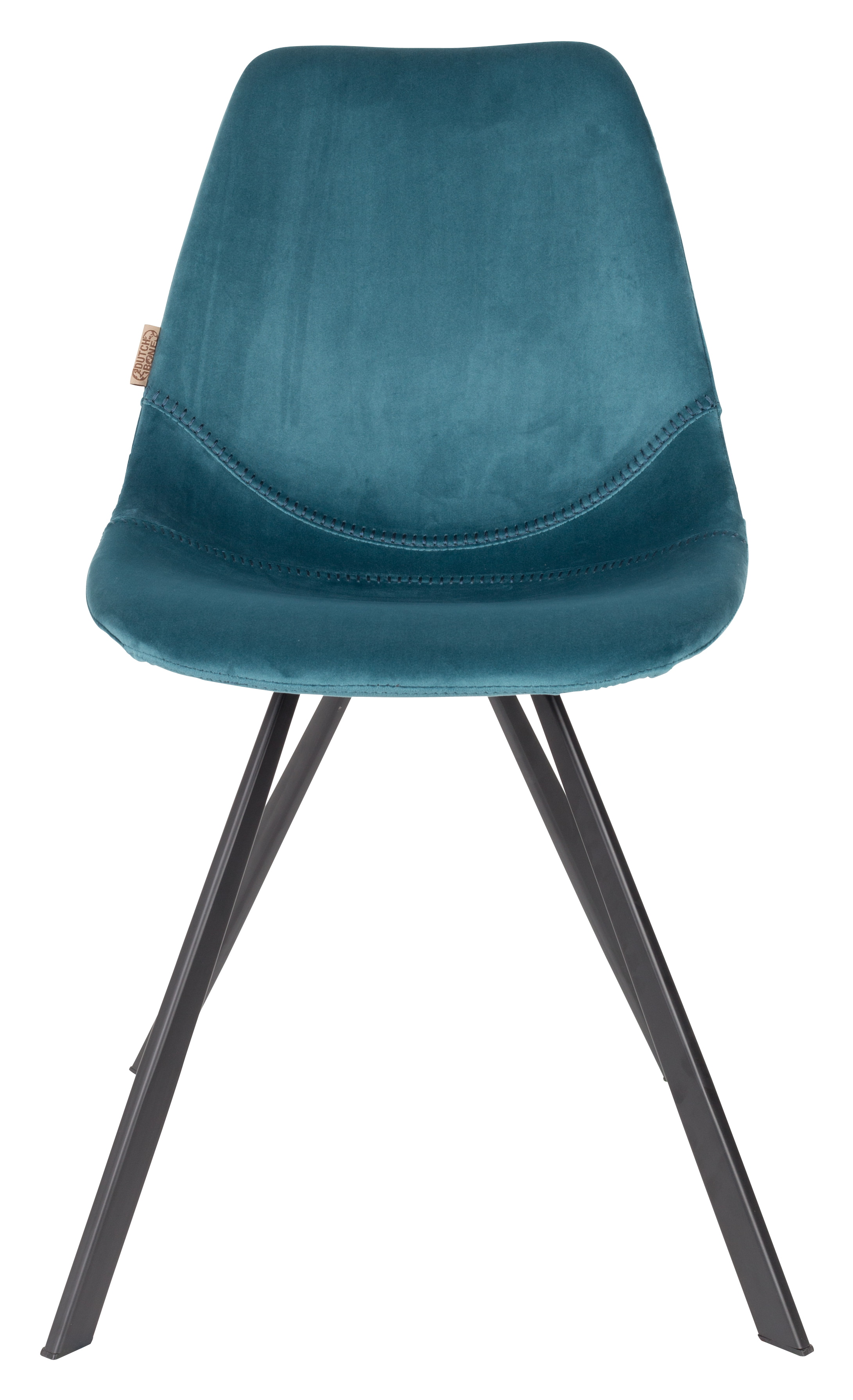 Dutchbone Eetkamerstoel 'Franky' Velvet, kleur Petrol