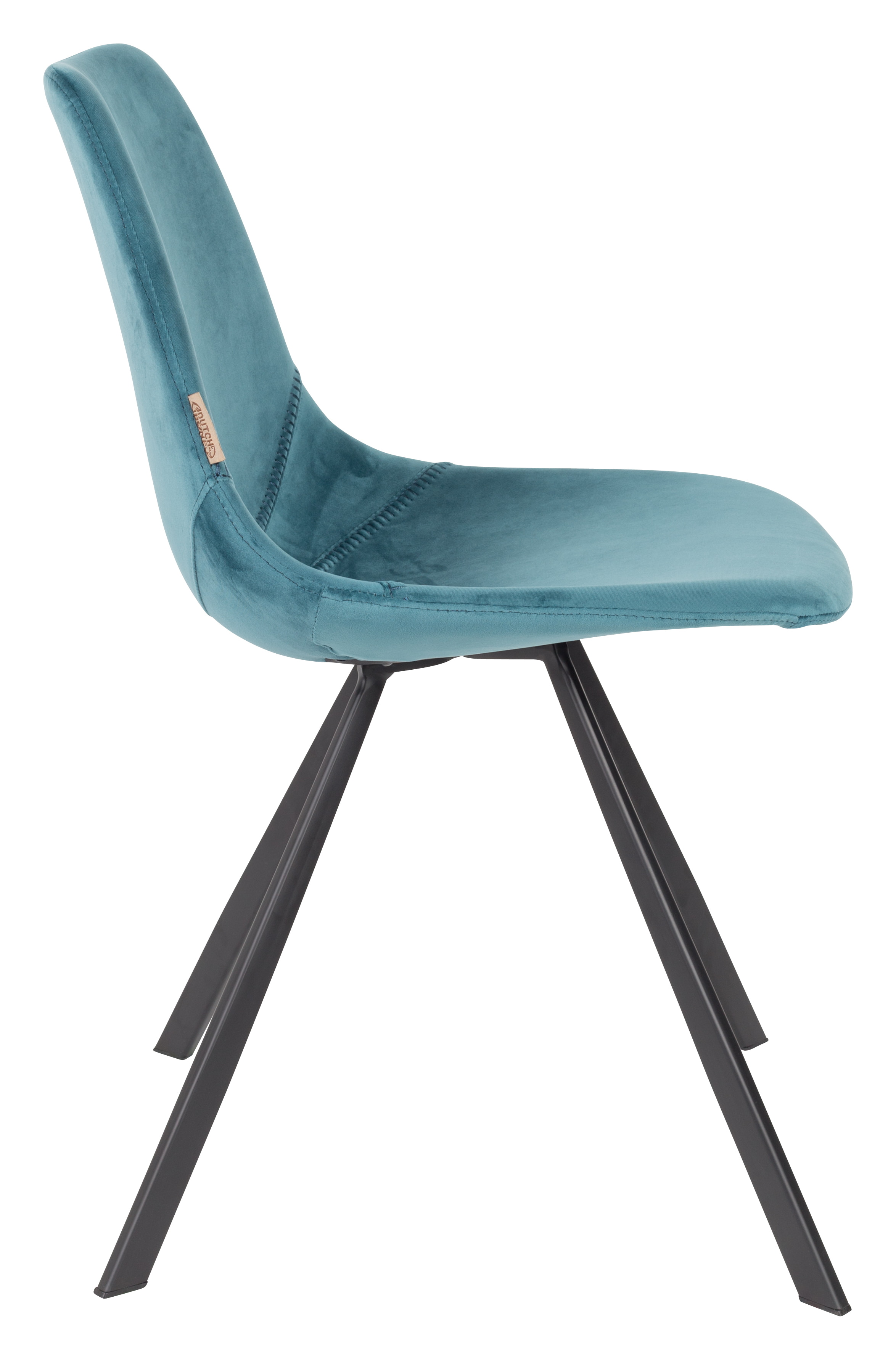 Dutchbone Eetkamerstoel 'Franky' Velvet, kleur Petrol