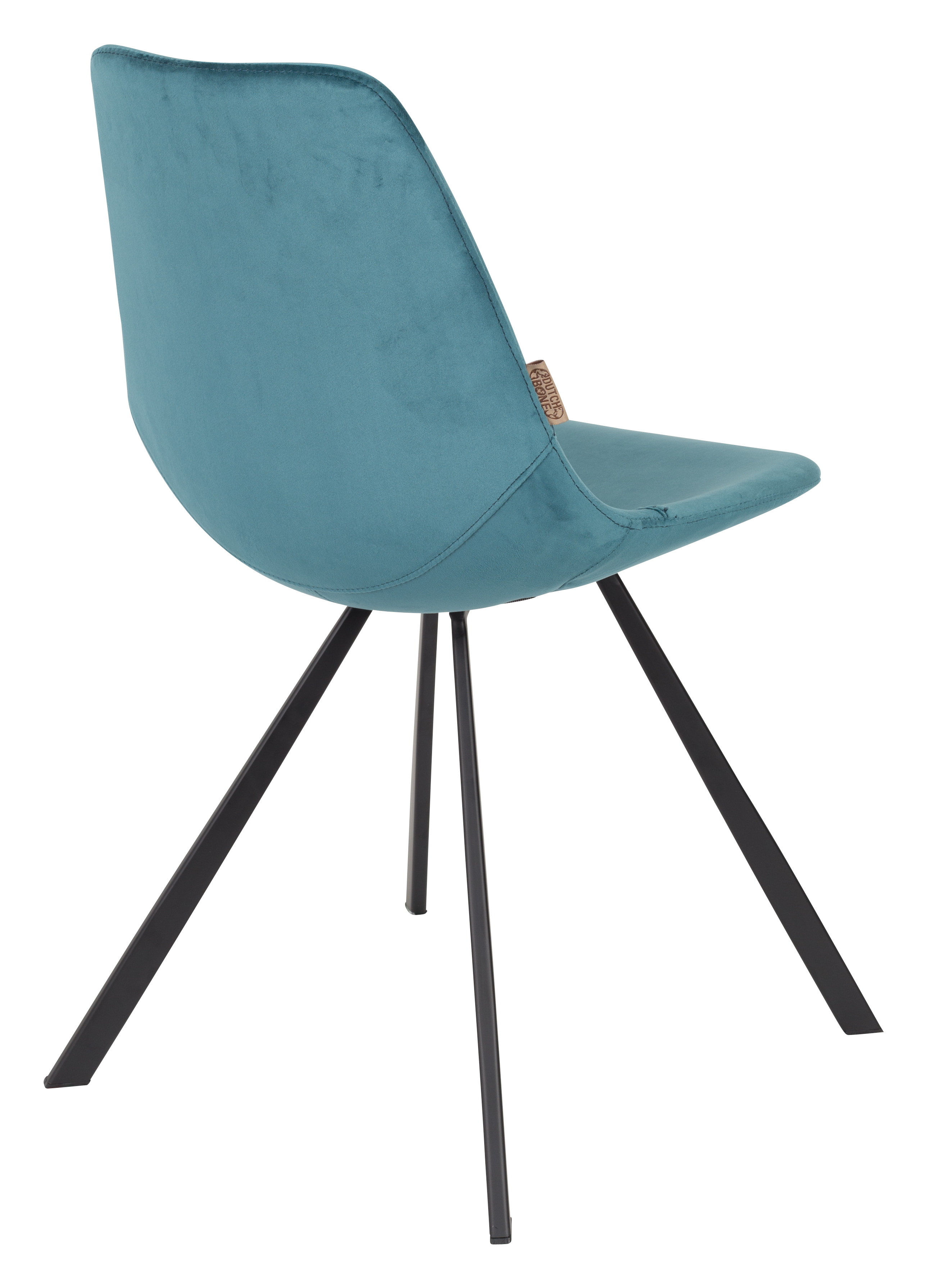 Dutchbone Eetkamerstoel 'Franky' Velvet, kleur Petrol