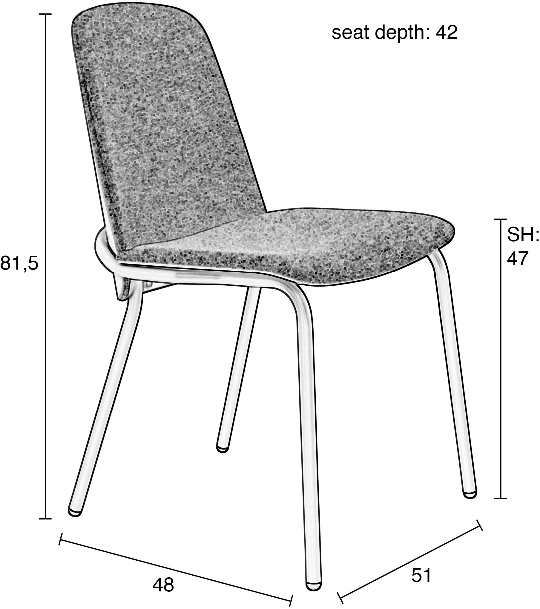 Zuiver Eetkamerstoel 'Clip' Stof, kleur Grijs