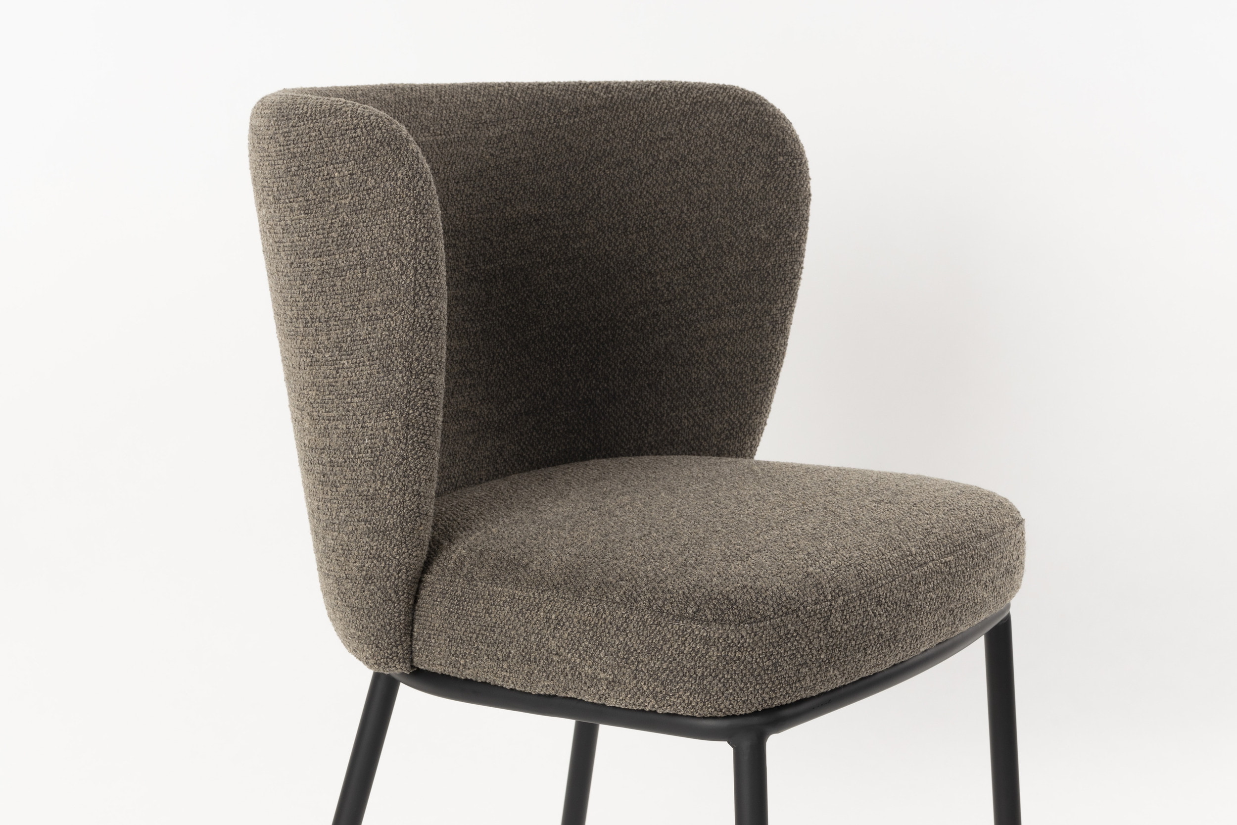 ZILT Eetkamerstoel 'Mattie' Bouclé, kleur Bruin