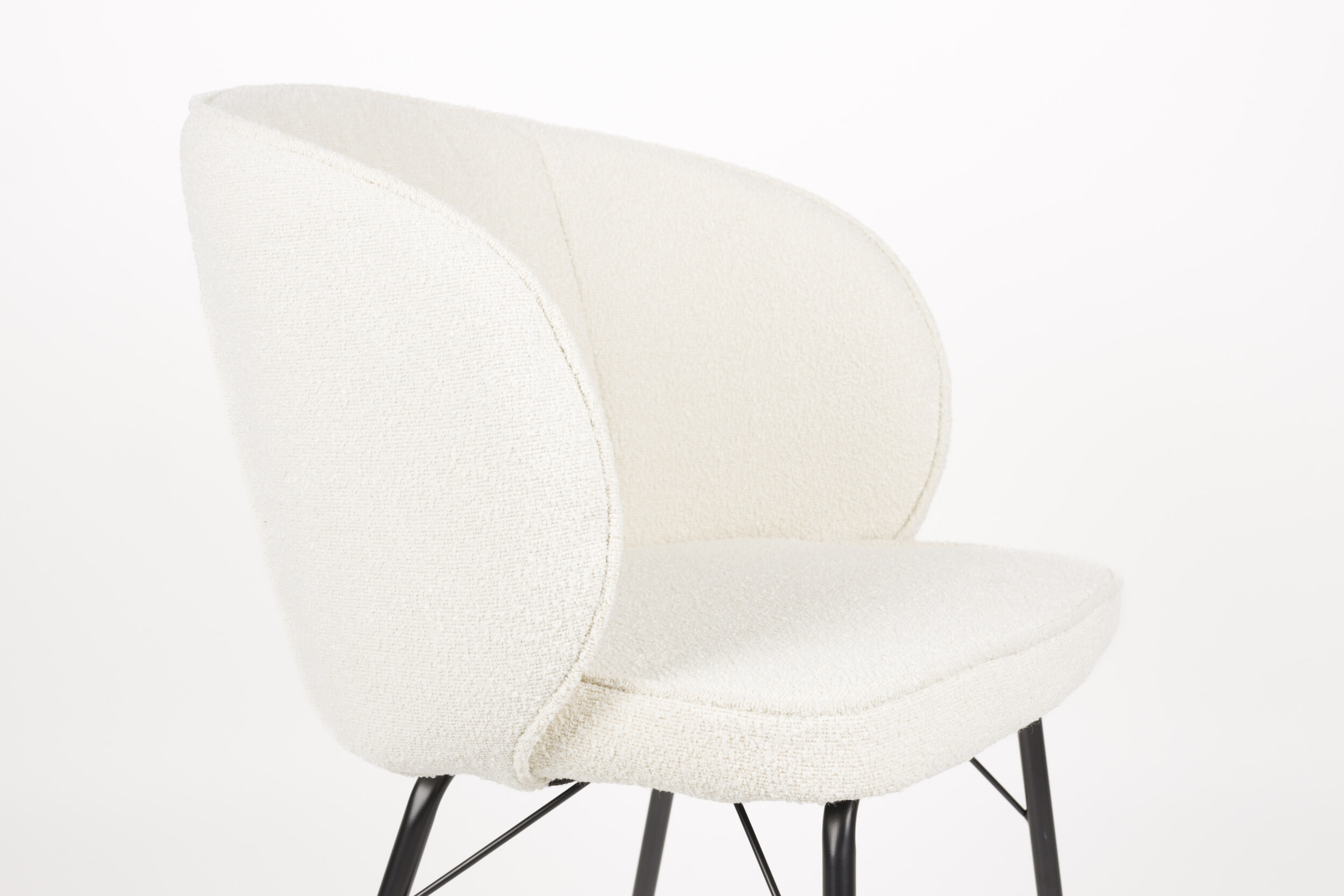 ZILT Eetkamerstoel 'Lysandra' Bouclé, kleur Off White