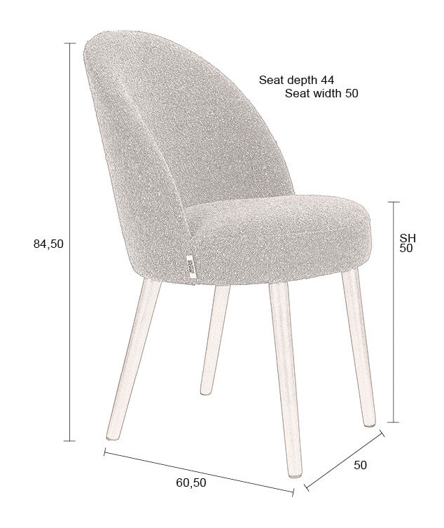 Dutchbone Eetkamerstoel 'Barbara' Bouclé, kleur Beige