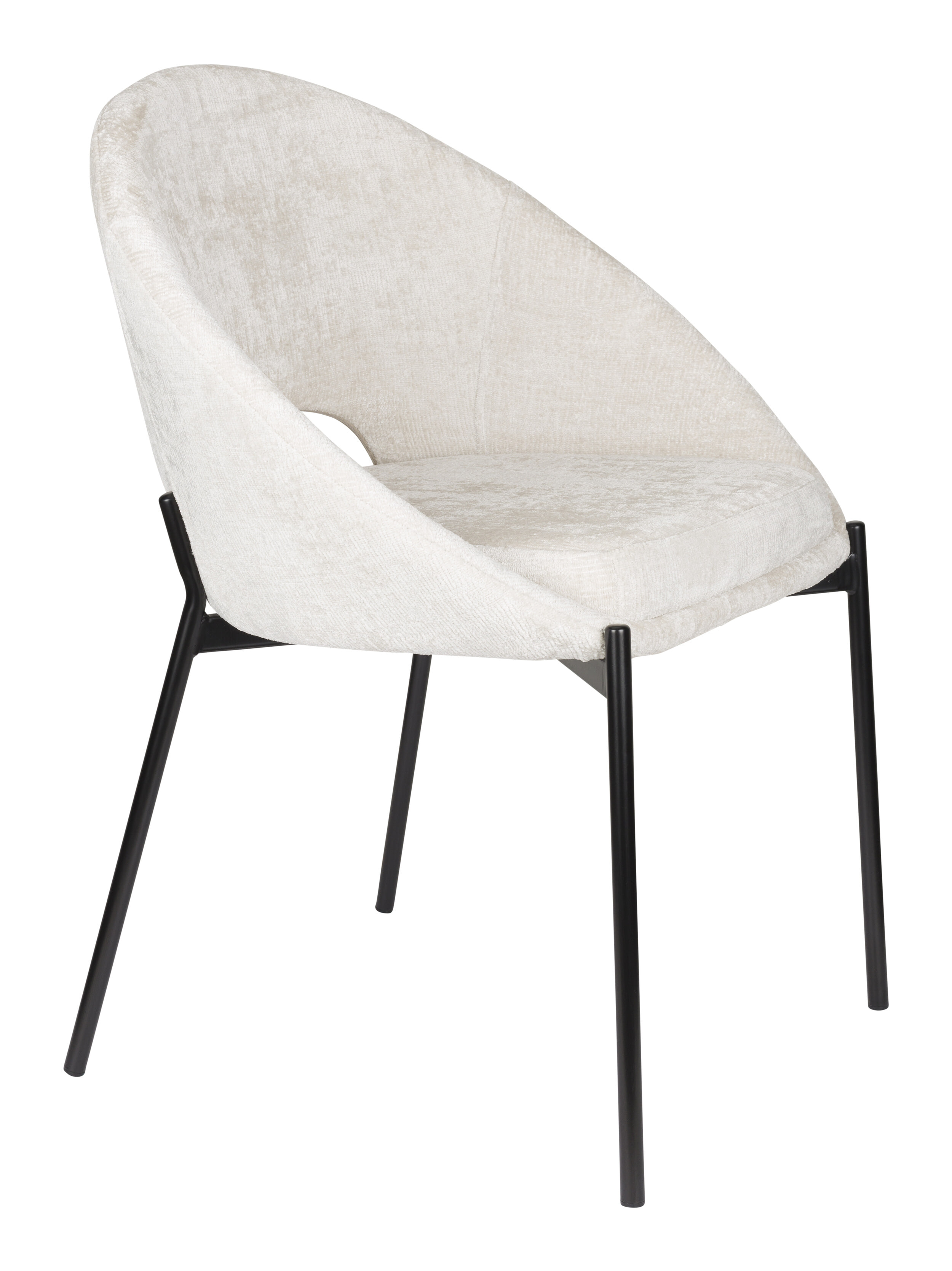 ZILT Eetkamerstoel 'Danon' Chenille, kleur Off White